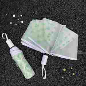 Parapluie pliant transparent à pois PVC couleur macaron, entièrement automatique, ouverture et fermeture, 3 plis, coupe-vent, portable - Product Image 1