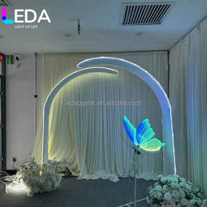 LED New Product Wedding Cloth Cover LED Events Arch <b>Stand</b> <b>Backdrop</b> White Metal <b>Backdrop</b> for Wedding Decoration - Product Image 6
