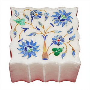 Handmade <b>Floral</b> Pattern Jewellery <b>Box</b> Inlay Marble Decorative <b>Box</b> for Home Decoration - Product Image 1