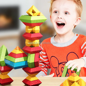 BJQ DIY juegos de bloques de construcción rompecabezas geométrico Arco Iris Torre pirámide apilamiento creativo Unisex juguete educativo para niños 5-7 años - Product Image 5
