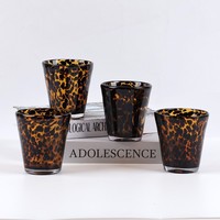 Verre à vin sans pied, sans couvercle, style américain, en verre brun ambre écaille de tortue, robuste et résistant à la chaleur, également utilisable comme tasse à thé ou porte-bougie