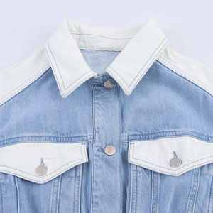 Ensemble deux pièces pour femme, veste en jean à manches longues, style rétro, col châle, décontracté, personnalisable - Product Image 2