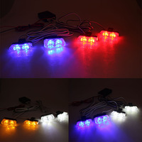Luces LED estroboscópicas para coche, lámpara de advertencia de parrilla de 12V, linterna intermitente para motocicletas, accesorios para coche, 4x2