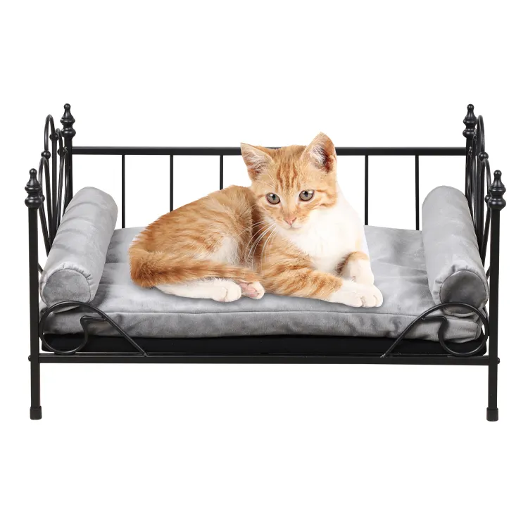 Cama de metal para cães, sofá-cama de luxo para animais de estimação, tapete de pelúcia destacável e lavável, móveis para animais de estimação, atacado de fábrica