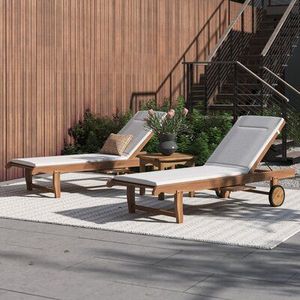 Tumbona ondulada para patio al aire libre, Playa y jardín portátil, campo, hotel, balcón, piscina, tumbona <span class=keywords><strong>de</strong></span> madera con ruedas - Product Image 5