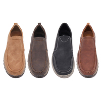 Sepatu Kasual Pria Model Moccasin Creepers, Bagian Atas PU, Lapisan Kain, Sol Kulit Asli, Promo Hot Sale