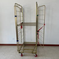 Chariot de stockage de marchandises en acier galvanisé de haute qualité pour entrepôt et supermarché, avec cage roulante en treillis métallique