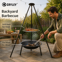 Barbecue suspendu sur trépied avec foyer, support de cuisson pour feu de camp extérieur, idéal pour le camping, les pique-niques et les fêtes en plein air