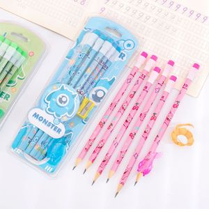 Venta <span class=keywords><strong>al</strong></span> <span class=keywords><strong>por</strong></span> <span class=keywords><strong>mayor</strong></span> papelería escolar 12 piezas dibujos animados lindo monstruo 2B borrador lápiz conjunto para niños - Product Image 4