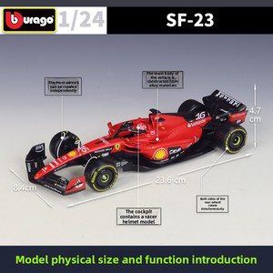 Modelo de Auto de Carreras a Escala 1:24 2023 SF-23 con Vitrina Acrílica, Charles Leclerc 16, Coleccionable de Aleación Metálica - Product Image 2