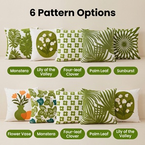 Housse de <span class=keywords><strong>coussin</strong></span> carrée verte à motif de plante, broderie transfrontalière, style sud-est asiatique, feuille verte, pour canapé de salon et bureau - Product Image 4