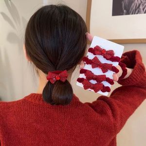 Cuerda para el pelo con lazo de terciopelo para mujer, banda elástica para el pelo de Año Nuevo, anillo para el pelo de alta elasticidad, cuerda para el pelo para cola de caballo alta, accesorio para el cabello - Product Image 1
