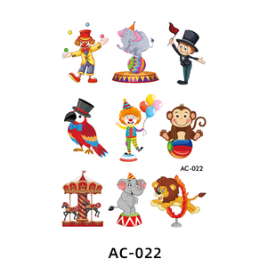 Adesivo del tatuaggio per bambini cartoni animati del Clown del circo magico per bambini adesivo del tatuaggio del fumetto temporaneo impermeabile - Product Image 4