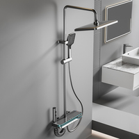 Ensemble de douche LED numérique gris anthracite avec 4 modes, pommeau de douche pluie, douchette à main, mitigeur chaud/froid pour salle de bain - Vente en gros usine