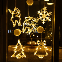 Lumières décoratives de Noël à LED à ventouse, alimentées par piles, motifs bonhomme de neige et étoile à cinq branches, pour vitrine de vacances