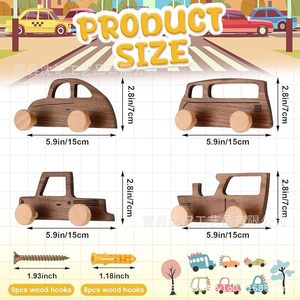 <b>Wooden</b> Car Cartoon Shape Double <b>Hook</b> Wall Hanger <b>Coat</b> Rack For Children Room Entryway Hat <b>Hook</b> Durable Wall Mounted Type - Product Image 4