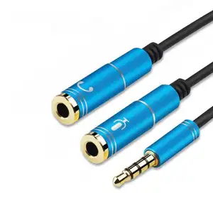 splitter audio mic verlengkabel Suppliers-3.5Mm Jack Hoofdtelefoon Mic Audio Splitter Vergulde Aux Uitbreiding Adapter Kabel