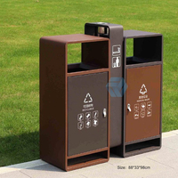 Poubelle de tri extérieure pour parc public, à double compartiment, avec couvercle, en acier thermolaqué, à pédale, durable