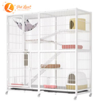 Cage de Luxe Renforcée et Cryptée en Métal Multi-couches pour Animaux de Compagnie avec Hamac et Roues, Ferme à Boutons, Enclos pour Chat, Cage d'Élevage