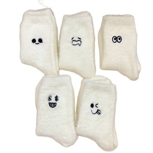 Toddler Mink <b>Fleece</b> <b>Socks</b> Mid Calf Thickening Breathable With Embroidered Faces Autumn Wear - Product Image 4