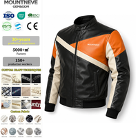 Blouson Moto en Cuir Personnalisé pour Homme, Manches Côtelées, Fermeture Éclair Intégrale, Style Racing Biker Vintage Streetwear, Blouson Bomber Décontracté Automne Hiver