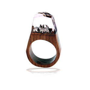 Nuovo Resina Epossidica Magia Di Legno Anelli Per Le Donne I Fiori Anello Dei Monili di Modo Naturale di Legno di Paesaggio Geometrica Anello Regali - Product Image 2