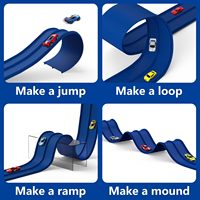Jouets de piste de course flexibles pour enfants Flex Race Car Ramp Track Rolls up Portable DIY Racetrack Compatible avec Diecast 1/64th Cars