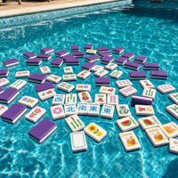 Ensemble de Mahjong Flottant Moderne pour Piscine, 4 Joueurs, Pliable, Portable, Étanche, Incassable, pour Extérieur, Plage, Fête Familiale, Divertissement