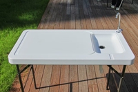 Table de filet de poisson pliante en plastique HDPE pratique de haute qualité avec évier pour pique-nique en plein air Camping pêche