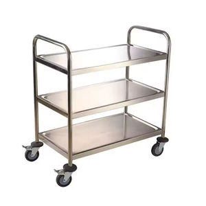 Lightweight Mobile Hotel Room Large Size Square Tube <strong>3</strong> Tiers Stainless Steel Serving <strong>Trolley</strong> Cart For Hotel And Restaurant - Product Image 1