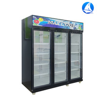 Congélateur vertical commercial à 3 portes vitrées pour supermarché, réfrigérateur-vitrine pour boissons