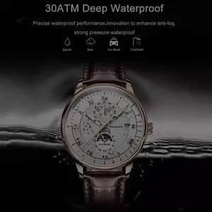 Clock Chronograph Sport Date Quartz Men Watches Luxury Leather Bands Mens Waterproof Wrist Watch For Men Valentine's Day Gift