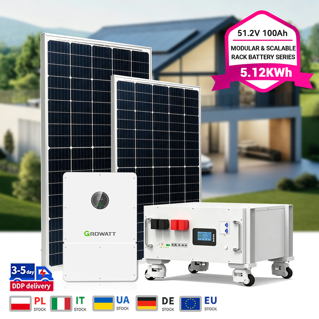 51.2V 100Ah LiFePO4 Stackable Smart BMS Rack Mounted Hybrid Grid Solar Home Energy Storage System 5kWh 10kWh CAN RS485