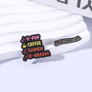 Pin Esmaltado K-POP COFFEE RAMEN K-DRAMA con Frase Divertida 'I'm Just a Girl Who Loves KDRAMA', Broche, Insignia de Solapa, Joyería, Regalo para Amigos - Product Image 2