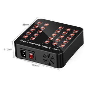 محطة شحن USB متعددة المنافذ بقوة 300 واط، <span class=keywords><strong>50</strong></span> منفذ شحن ذكي، شاحن حائط سريع لأجهزة آيباد وآيفون وأجهزة USB - Product Image 6