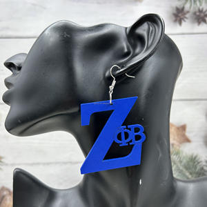 Mode Zeta Phi Beta Holzverzierung Taubenohrringe weiblich griechisches Buchstabe ZPB Reize Ohrring Schmuck - Product Image 3