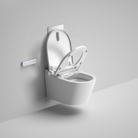 WC intelligent électrique de luxe professionnel moderne avec bidet intégré, automatique, blanc/gris, à sortie verticale allongée