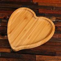 Assiettes à dîner en bois de bambou réutilisables créatives pour les collations aux fruits Plat en forme de coeur