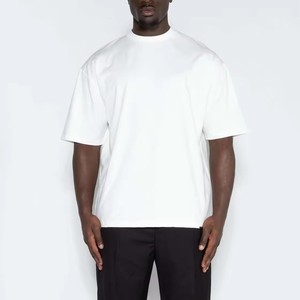T-shirt surdimensionné pour hommes avec logo brodé personnalisé 230g 100% coton tricot épais grande taille lavage plus été pour les adolescents - Product Image 1