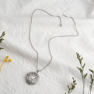 Collar de acero inoxidable brillante con diseño de corazón, caja de fotos con colgante, ovalado - Product Image 4