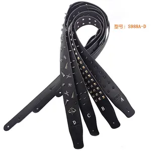 Leather Guitar Strap Electric Bass Guitar Strap Metal Buckle Punk Rock Guitar Strap