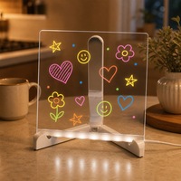 Veilleuse LED effaçable sur support lumineux en acrylique, tableau de dessin créatif pour enfants avec fonction de message, décoration d'intérieur, ensemble cadeau artisanal