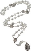 Collier de chapelet chapelet avec perles en verre blanc et noir, bijoux catholique