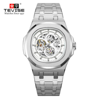 Montre-bracelet mécanique personnalisée TEVISE R01C pour homme, bracelet en acier inoxydable, verre minéral, aiguilles lumineuses, montre de sport, fournisseur pour commandes en gros