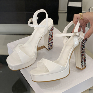 2025 Summer Fashion <b>Waterproof</b> Thick Sole Women's High Heel <b>Sandals</b> Open Toe with Wedge Heel Sexy and Breathable for Autumn - Product Image 1