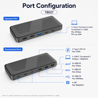 Dock Thunderbolt 3 10-in-1 40Gbps 8K+60Hz DP, 100W PD, Hub USB untuk Laptop