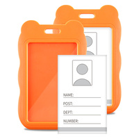 Porte-badge avec étui rigide vertical coulissant en plastique noir, pochette de protection pour carte de bureau, carte d'école, carte de crédit