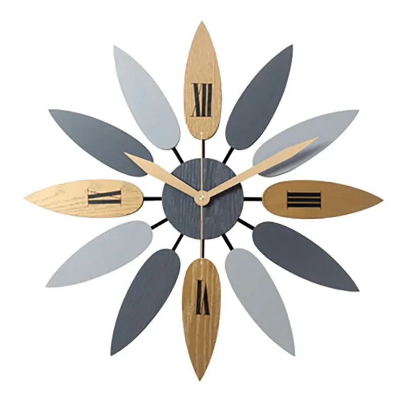 도매 장식 시계 골동품 홈 창조적 인 꽃 잎 현대 벽 시계 부품 판매