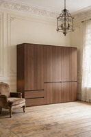 Armoire de rangement modulable avec portes miroir et éclairage LED pour espaces résidentiels et commerciaux