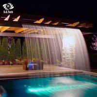 Fontaine à eau en cascade LED multicolore en acier inoxydable 304 de grande taille, directement de l'usine, moderne, pour hôtel, jardin extérieur, piscine